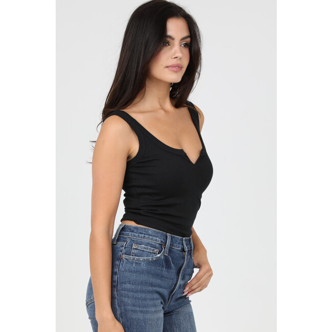 Angie Rib Knit Notch Neck Tank (X2DF9)