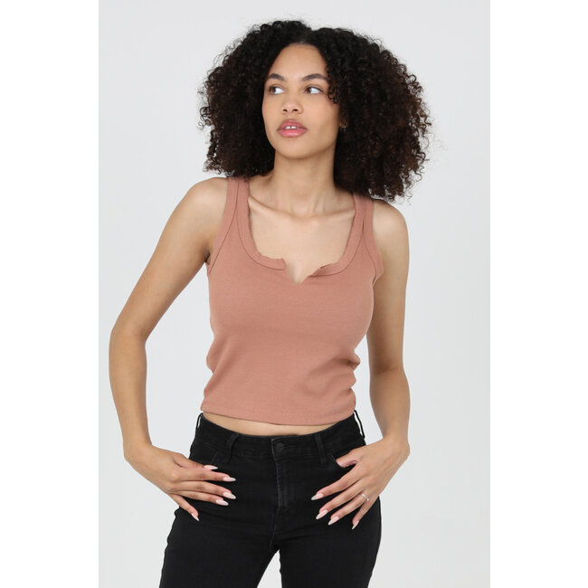 Angie Rib Knit Notch Neck Tank (X2DF9)