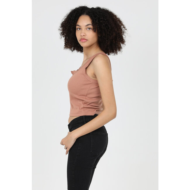 Angie Rib Knit Notch Neck Tank (X2DF9)