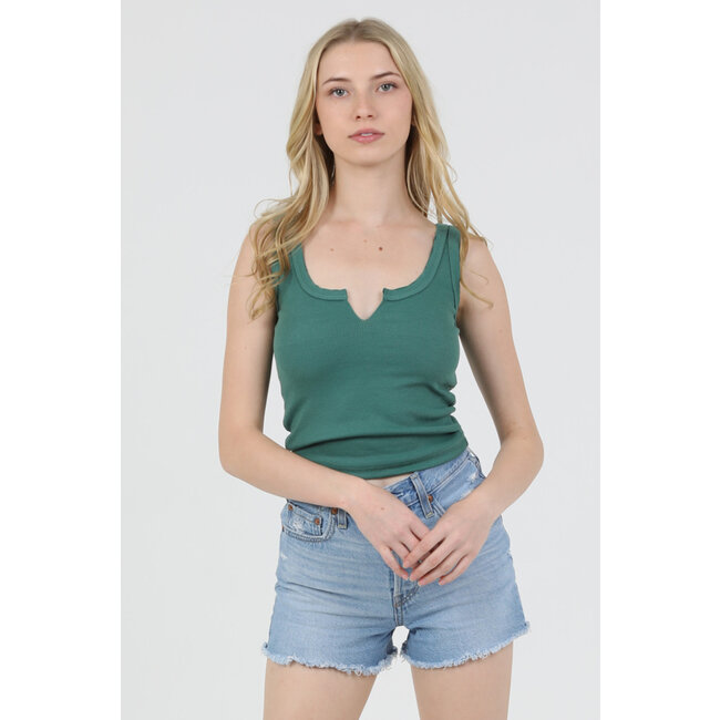 Angie Angie Rib Knit Notch Neck Tank (X2DF9)