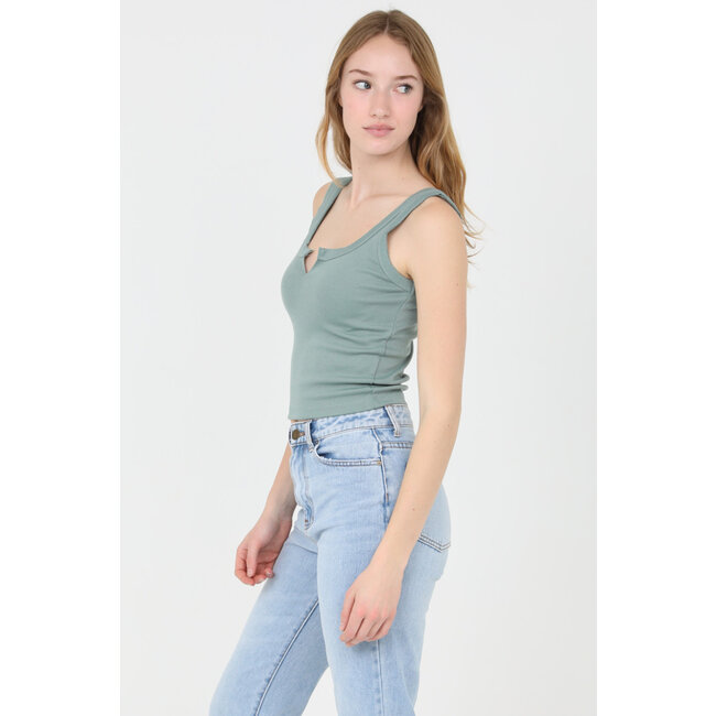 Angie Rib Knit Notch Neck Tank (X2DF9)