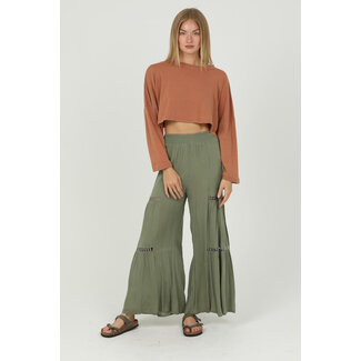 Angie Angie Wide Leg Pant w/Lace Detail (25R84)