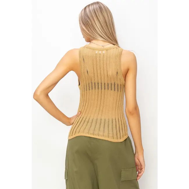 Double Zero Double Zero Open Knit Sleeveless Tank (DZ24C036)