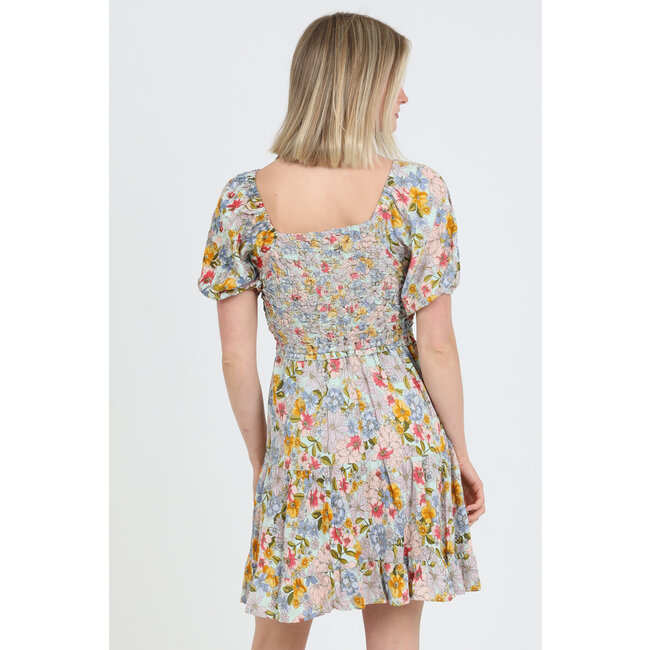 Angie Angie Smocked Tie Front Dress (F4K53)