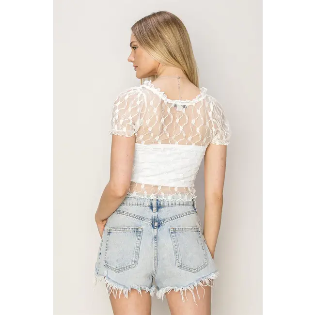 HYFVE HYFVE Open Front Sheer Short Sleeve Cardigan (HF24F359)