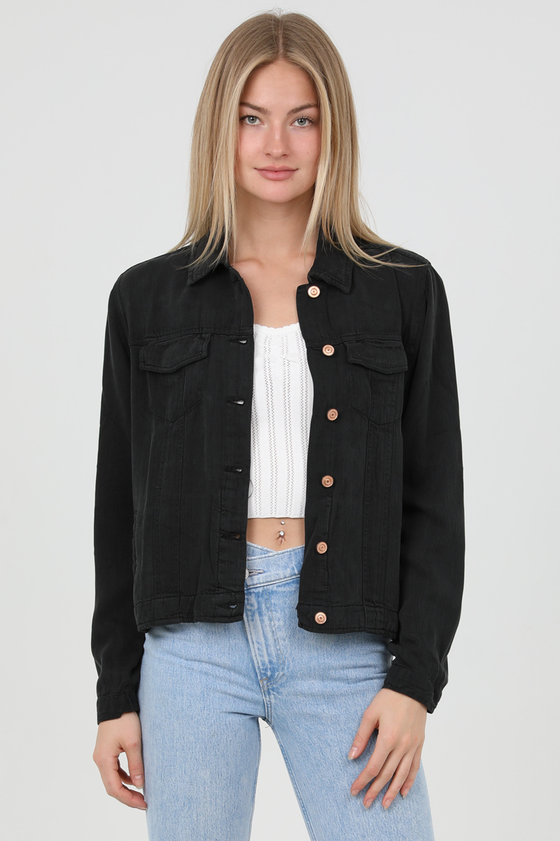 Angie Washed Light Button Up Jacket (SJ919) - Creations Boutique