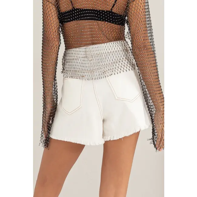 HYFVE HYFVE DISTRESSED HIGH-WAIST DENIM SHORTS (HF24C453)