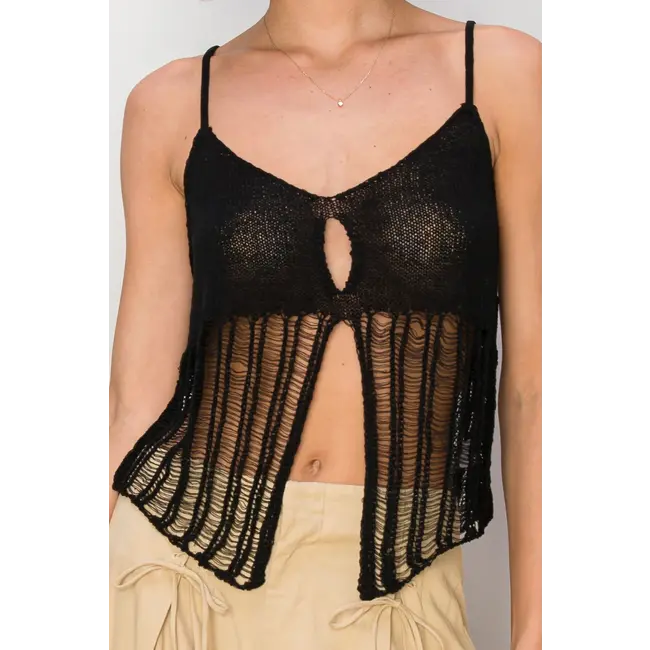 HYFVE HYFVE CROCHET OPEN FRONT CAMI TOP (HF24E383)