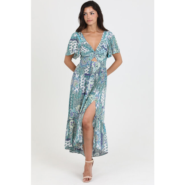 Angie Angie Deep V Maxi Dress With Triangle Cutout (C4795)