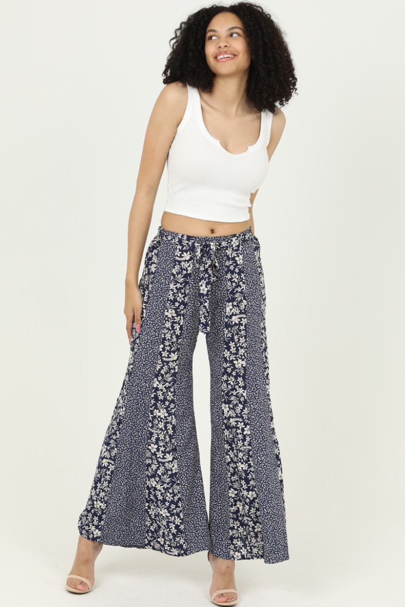 Tie front wide leg pants sale