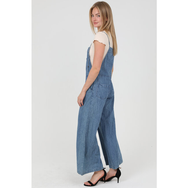 Angie Denim Flare Leg Jumpsuit (B5A51)