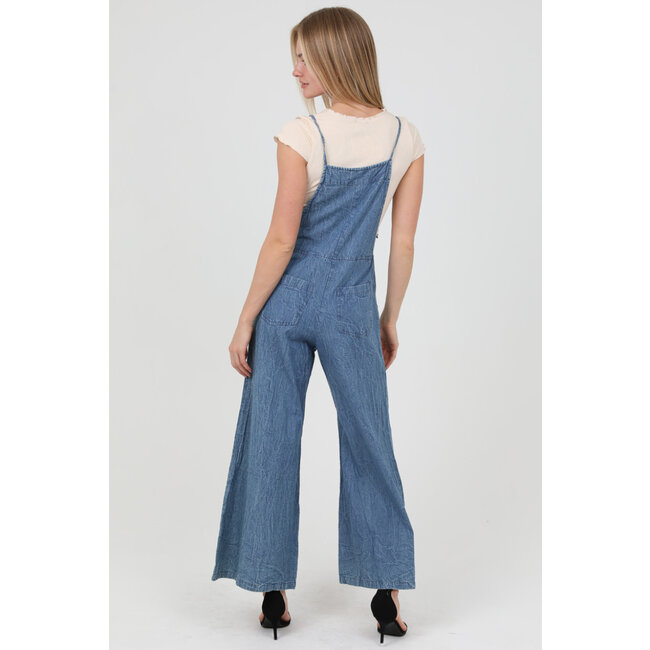Angie Denim Flare Leg Jumpsuit (B5A51)