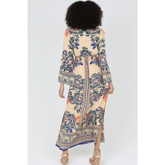 Angie Angie V Neck Maxi Dress W/ Sleeves (C4880)