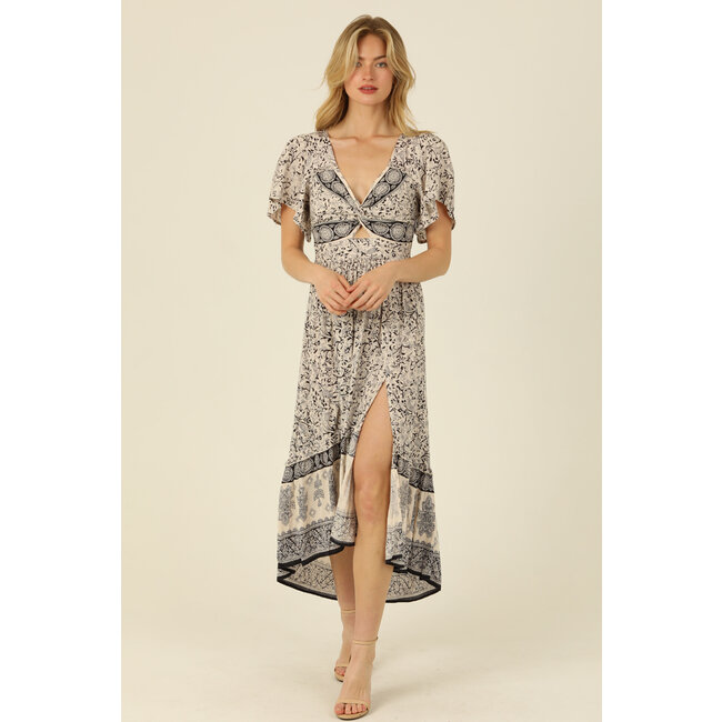 Angie Angie Deep V Maxi Dress With Triangle Cutout (C4795)