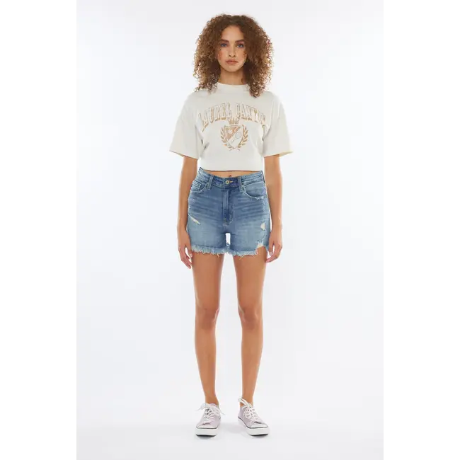 Kancan High Rise Distressed Mid Short (KC2521M)