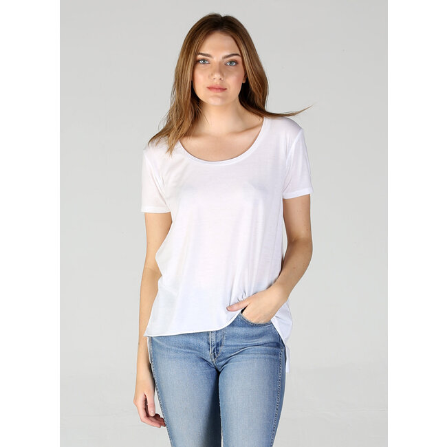 Angie Scoop Neck Shirt  Raw Hem (X2AG4)