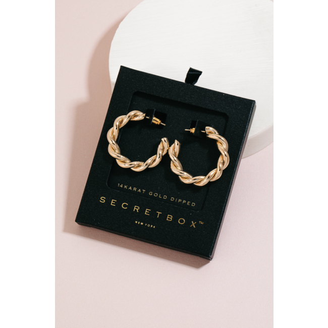 Fame Secret Box Gold Dipped Braided Hoop Earrings (SB50015)