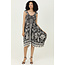 Angie Angie Smocked Bodice Printed Assymetrical Hem Dress (F4K73)