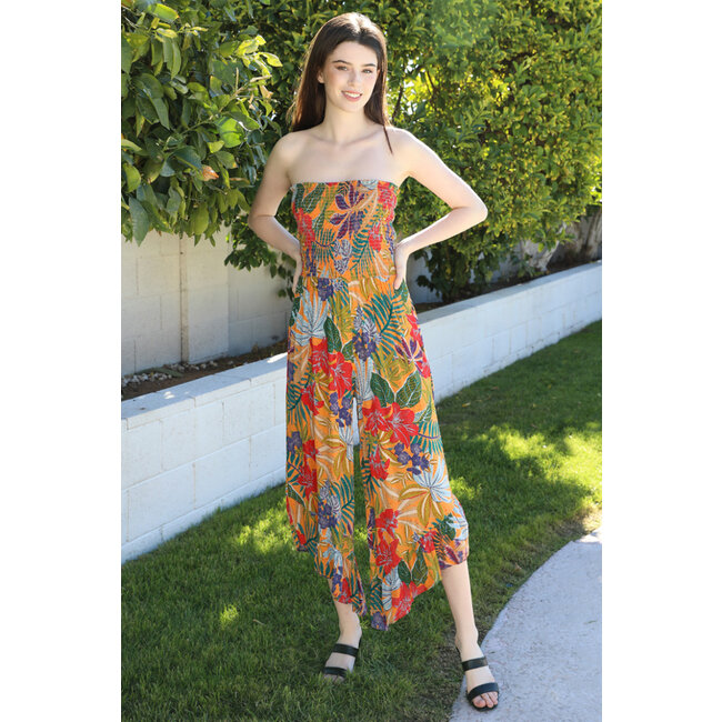 Angie Angie Smocked Bodice Angled Hem Jumpsuit (Q5V65)