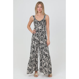 Angie Angie Smocked Bodice Wide Leg Jumpsuit (Q5Y34)