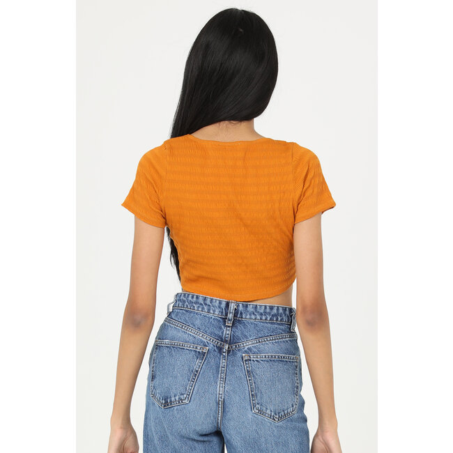 Angie Angie Textured Knit Loop Front Crop Top (X2DM9)