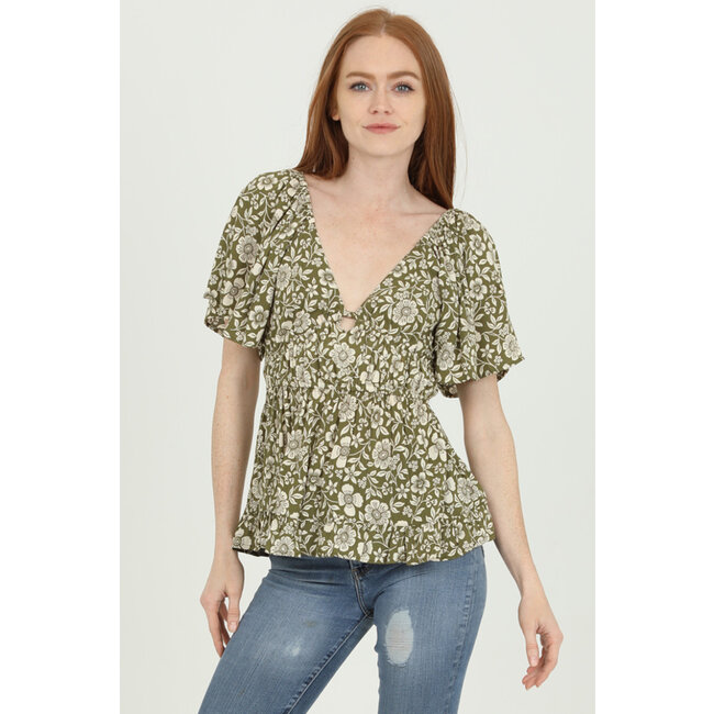 Angie Angie Short Sleeved Top Crossed Back (C2249)