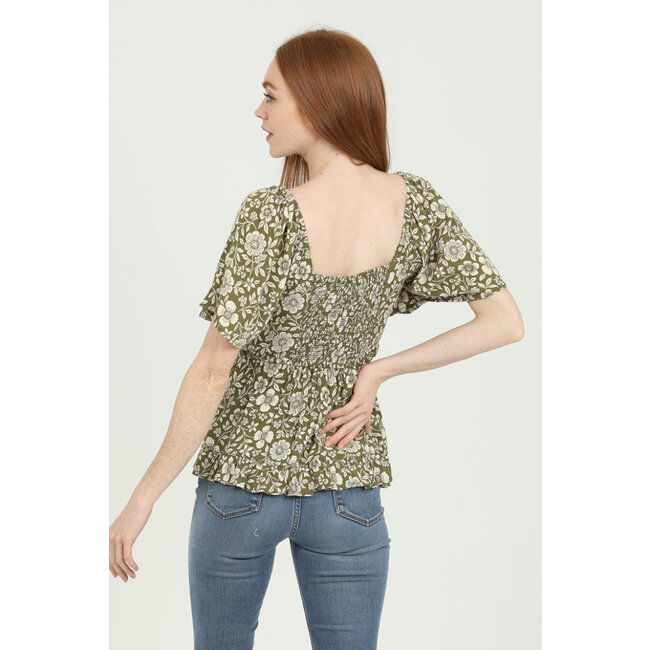 Angie Angie Short Sleeved Top Crossed Back (C2249)