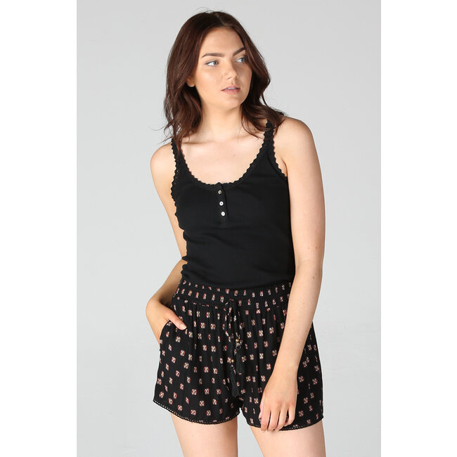 Angie Lace Trim Rib Knit Tank W.Buttons (X2AG9)