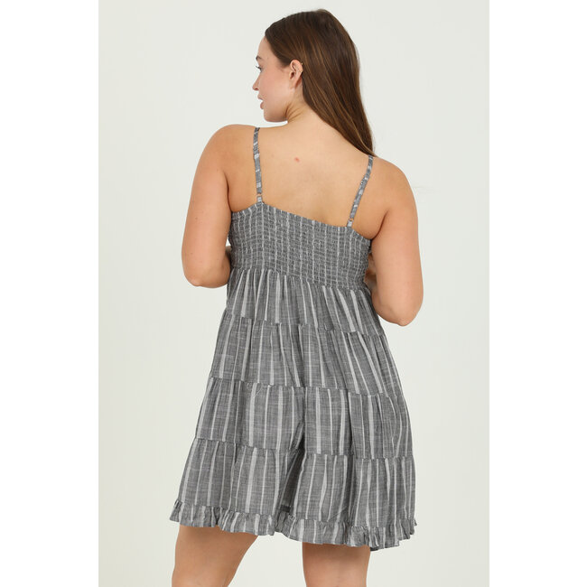 Angie Angie Smocked Bodice V-Neck Dress (C4B28)