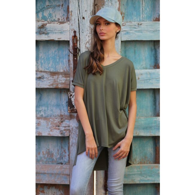Angie V-Neck Over-Sized Knit Top (X2K05)