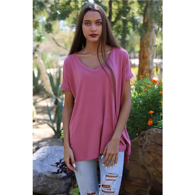 Angie V-Neck Over-Sized Knit Top (X2K05)