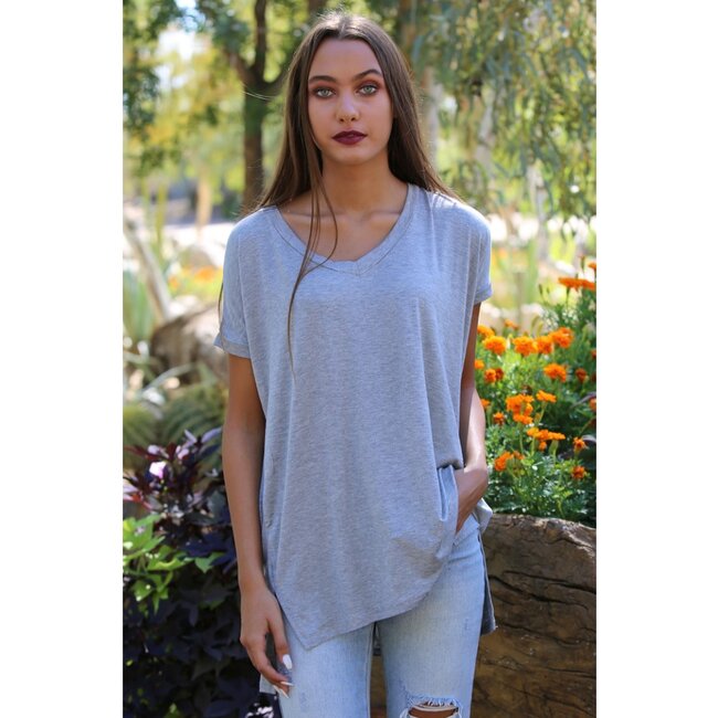 Angie V-Neck Over-Sized Knit Top (X2K05)