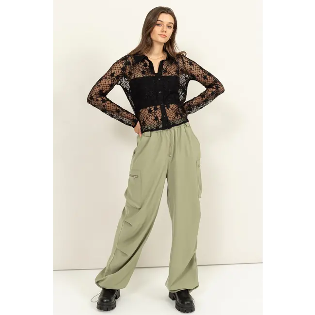 HYFVE Hyfve Floral Lace Button Up Blouse (HF24F746)