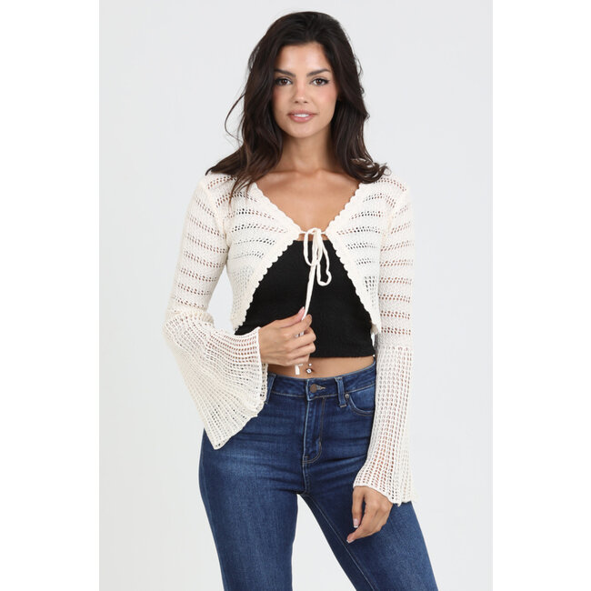 Angie Angie Bell SlvTie Crop Cardi(XHQ87)
