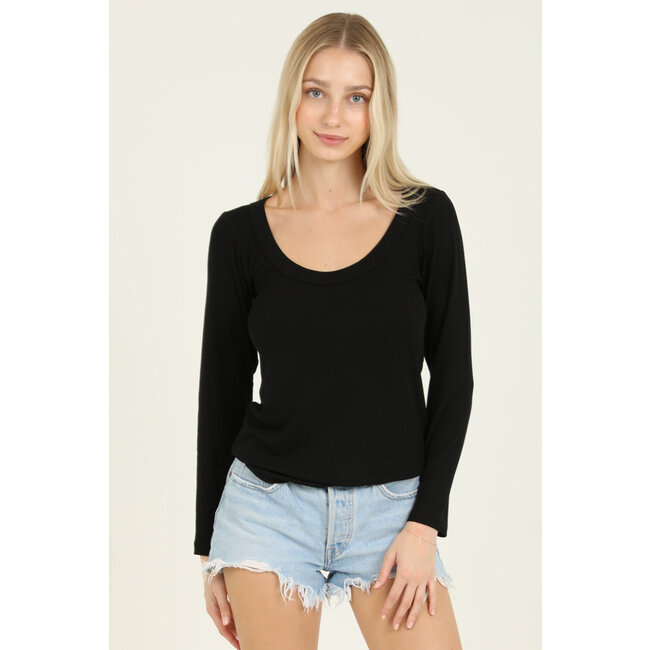 Angie Angie U-Neck Long Sleeve Tunic Top (X2DZ3)