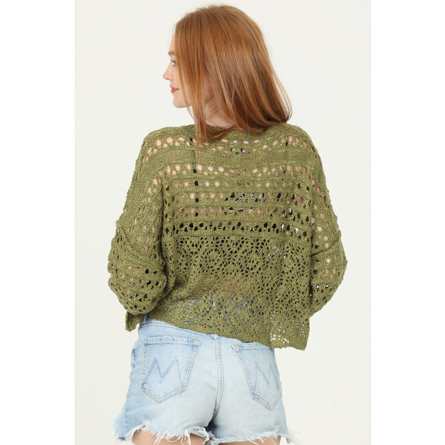 Angie Open Knit Pullover V-Neck (XHS52)