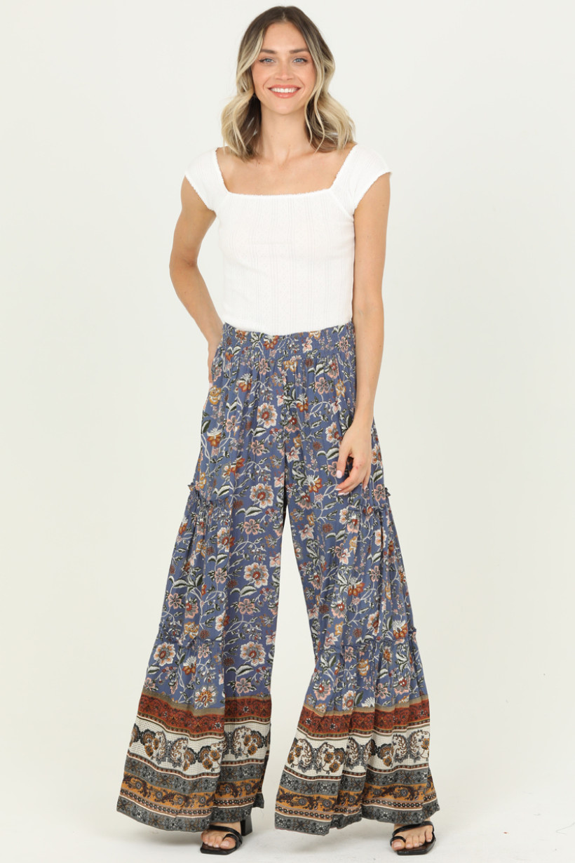【ANGLAN】Napping Contrasting Wide Pants Asymmetrical Contrast Waistband Wide Leg Dress Pants – COMMENSE