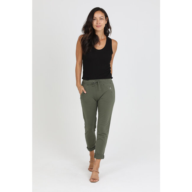 Nostalgia Nostalgia Pull on Tie Front Zipper Pocket Jogger (NP746)