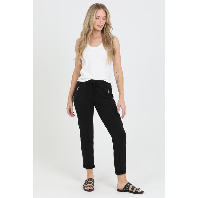 Nostalgia Nostalgia Pull On Tie Front Zipper Pocket Jogger (NP746)