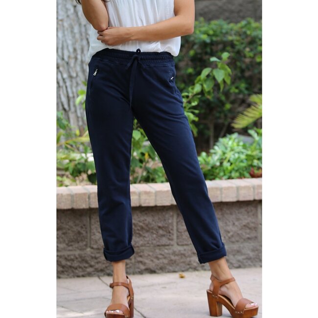 Nostalgia Nostalgia Pull On Tie Front Zipper Pocket Jogger (NP746)