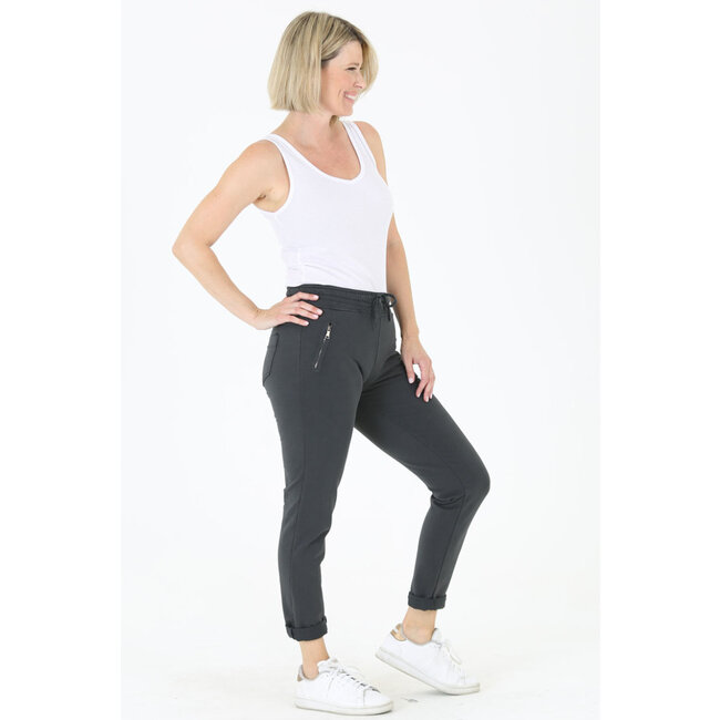 Nostalgia Nostalgia Pull On Tie Front Zipper Pocket Jogger (NP746)