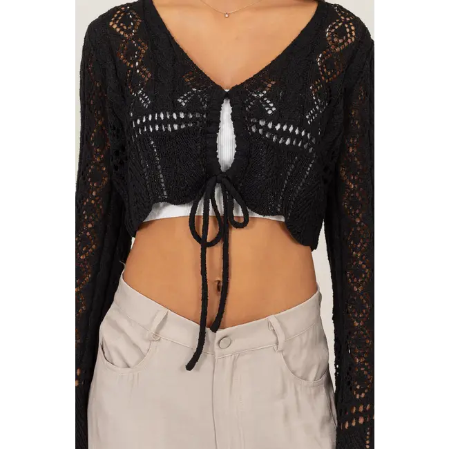 HYFVE Hyfve Pointelle Crochet Crop Top (HF24F067)