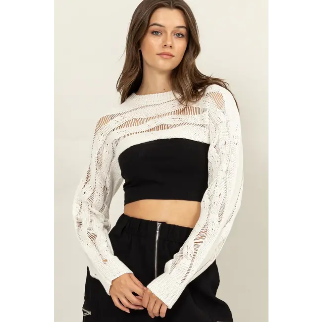 HYFVE Hyfve Open Knit Shrug Sweater (HF24F291)