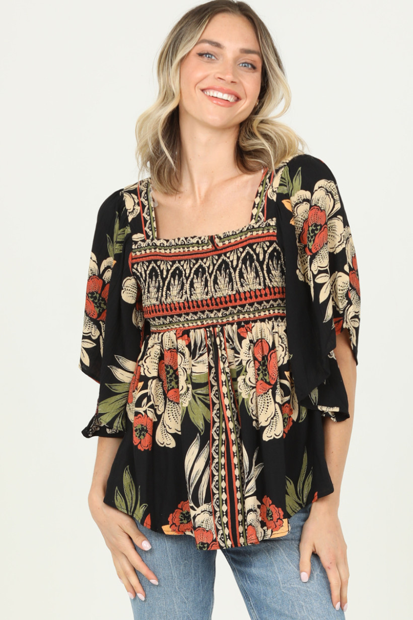 Smocked bodice top sale