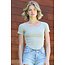 Angie Scoop Neck Fitted Short Sleeve Crop Top (X2DS8)