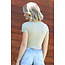 Angie Scoop Neck Fitted Short Sleeve Crop Top (X2DS8)