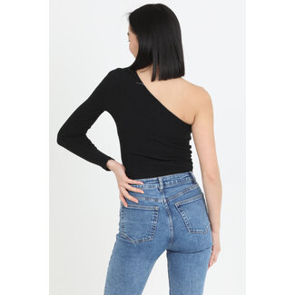 Angie Rib Knit One Shoulder Top (X2DV8) - Creations Boutique