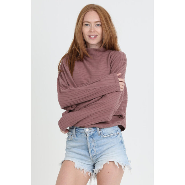 Angie Angie Brushed Knit Hatchi LS Top (X2DV9)