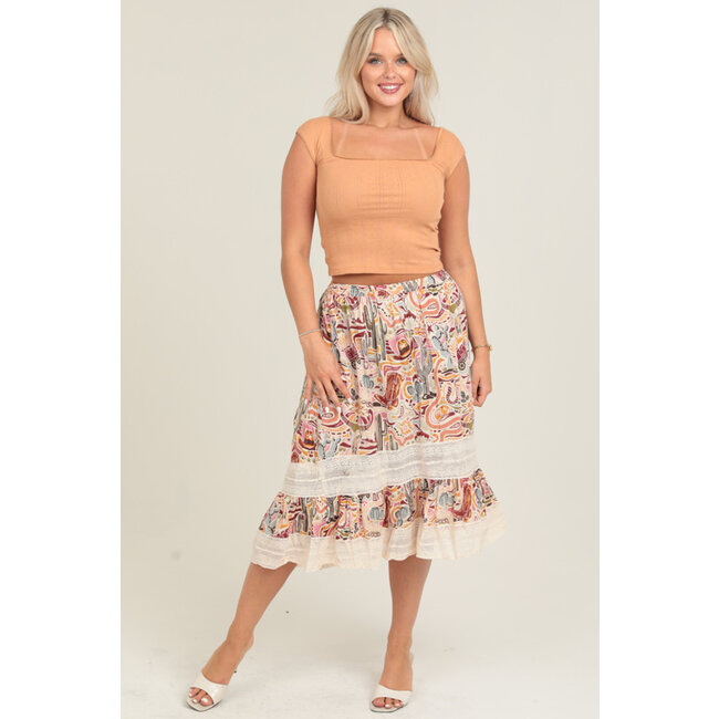 Angie Angie High-Low Lace Insert Maxi Skirt (B6B43)