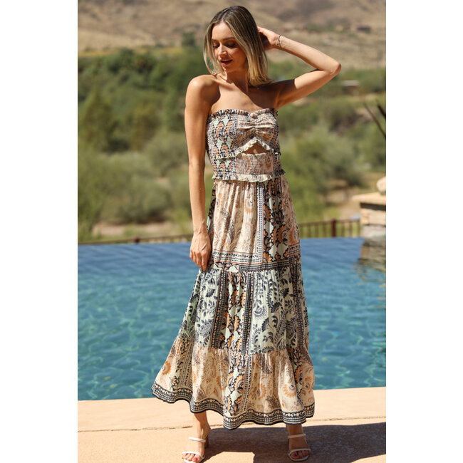 Angie Angie Smocked Tube Dress w/Cutout (C4D42)